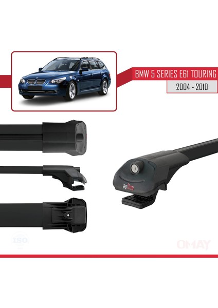 Bmw 5 Serisi (E61) Touring 2004-2010 Arası ile Uyumlu Ace-1 Ara Atkı Tavan Barı Siyah 3 Adet