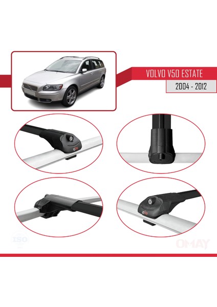 Volvo V50 Estate 2004-2012 Arası ile Uyumlu Ace-1 Ara Atkı Tavan Barı Siyah 2 Adet fırsatları