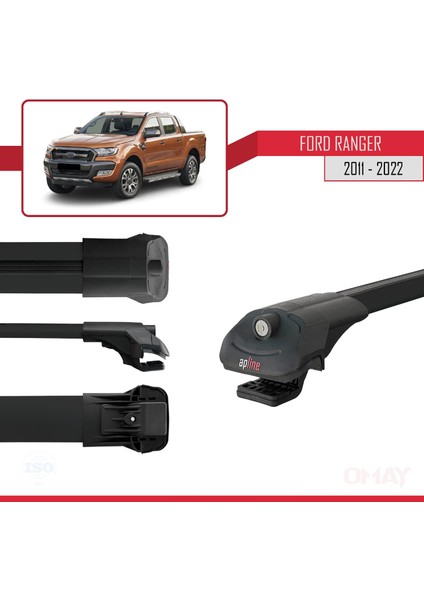 Ford Ranger 2011-2022 Arası ile Uyumlu Ace-1 Ara Atkı Tavan Barı Siyah 2 Adet modelleri