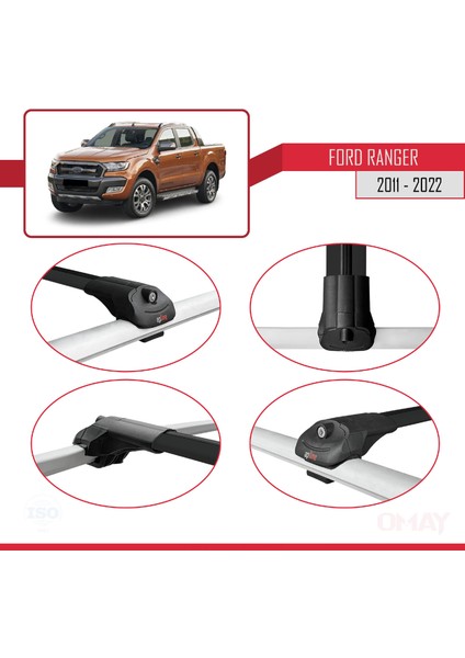 Ford Ranger 2011-2022 Arası ile Uyumlu Ace-1 Ara Atkı Tavan Barı Siyah 2 Adet fırsatları