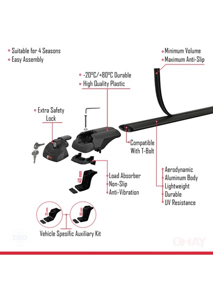 Nissan NP300 (D23) 2015 ve Sonrası ile Uyumlu Ace-1 Ara Atkı Tavan Barı Siyah 2 Adet indirimleri