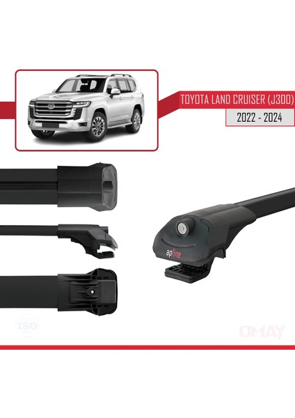 Toyota Land Cruiser (J300) 2022 ve Sonrası ile Uyumlu Ace-1 Ara Atkı Tavan Barı Siyah 2 Adet modelleri