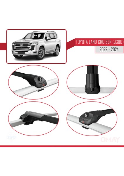 Toyota Land Cruiser (J300) 2022 ve Sonrası ile Uyumlu Ace-1 Ara Atkı Tavan Barı Siyah 2 Adet fırsatları
