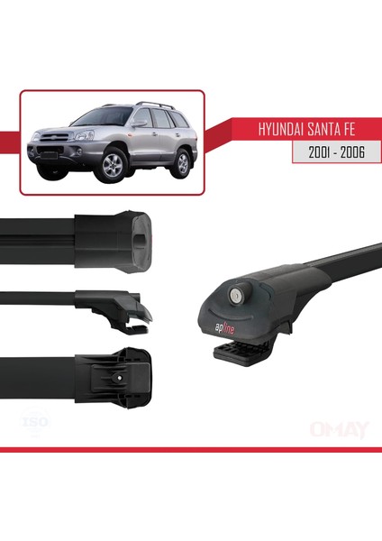 Hyundai Santa Fe (Sm) 2001-2006 Arası ile Uyumlu Ace-1 Ara Atkı Tavan Barı Siyah 2 Adet modelleri