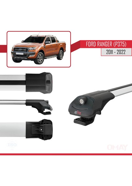 Ford Ranger 2011-2022 Arası ile Uyumlu Ace-1 Ara Atkı Tavan Barı Gri 2 Adet modelleri
