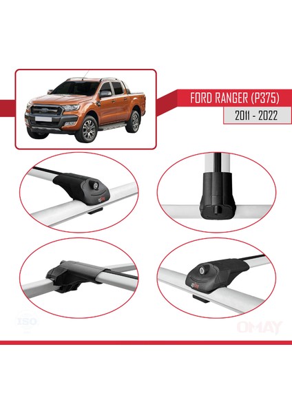 Ford Ranger 2011-2022 Arası ile Uyumlu Ace-1 Ara Atkı Tavan Barı Gri 2 Adet fırsatları