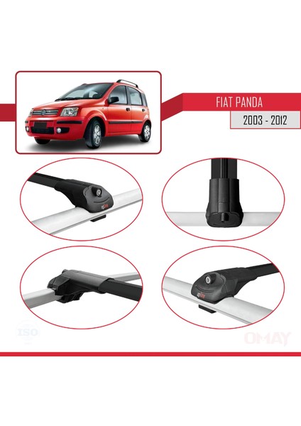 Fiat Panda 2003-2012 Arası ile Uyumlu Ace-1 Ara Atkı Tavan Barı Siyah 3 Adet fırsatları