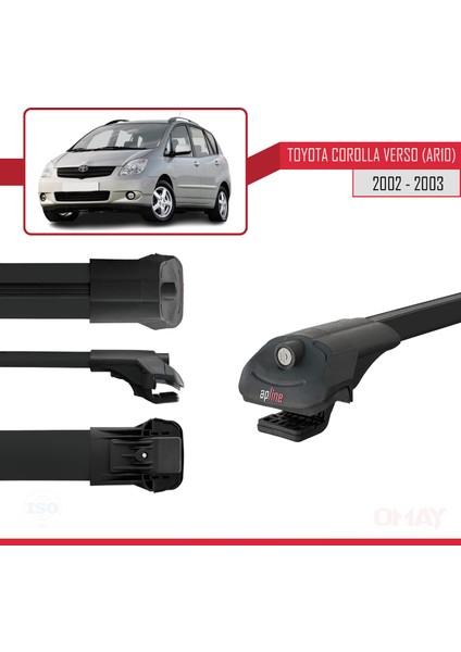 Toyota Corolla Verso (AR10) 2002-2003 Arası ile Uyumlu Ace-1 Ara Atkı Tavan Barı Siyah 2 Adet modelleri