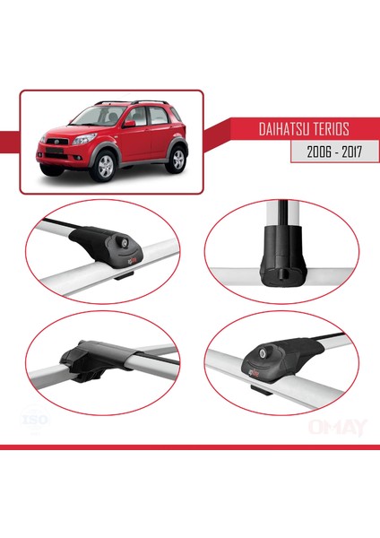 Daihatsu Terios 2006-2017 Arası ile Uyumlu Ace-1 Ara Atkı Tavan Barı Gri 3 Adet fırsatları