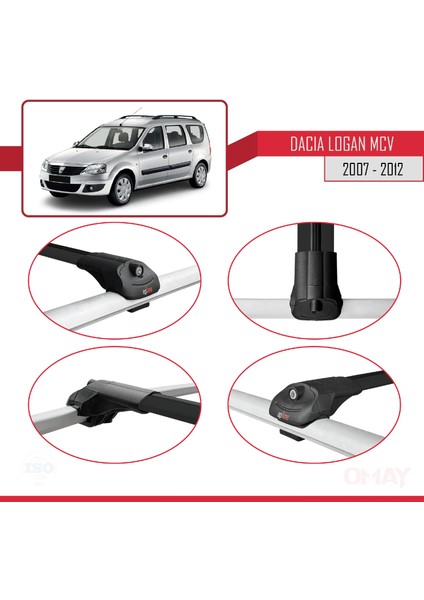 Dacia Logan Mcv 2007-2012 Arası ile Uyumlu Ace-1 Ara Atkı Tavan Barı Siyah 3 Adet fırsatları