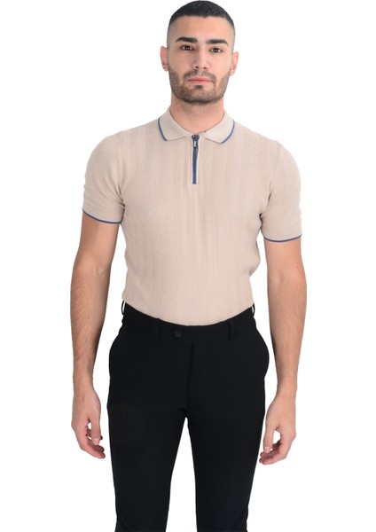 Cengiz Inler Yarım Fermuarlı Desenli Merserize Erkek Triko T-Shirt fırsatları