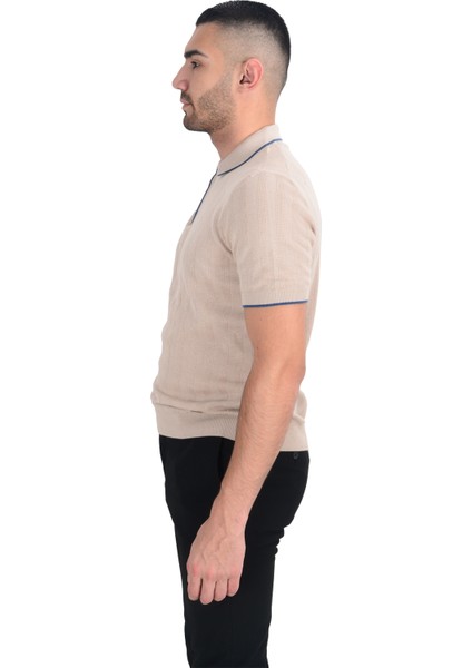 Cengiz Inler Yarım Fermuarlı Desenli Merserize Erkek Triko T-Shirt indirimleri