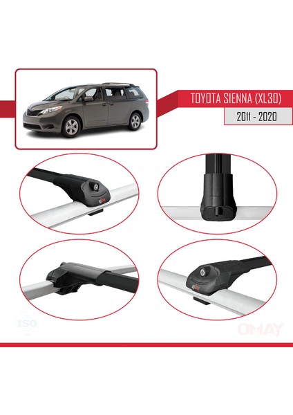 Toyota Sienna (XL30) 2011-2020 Arası ile Uyumlu Ace-1 Ara Atkı Tavan Barı Siyah 2 Adet fırsatları