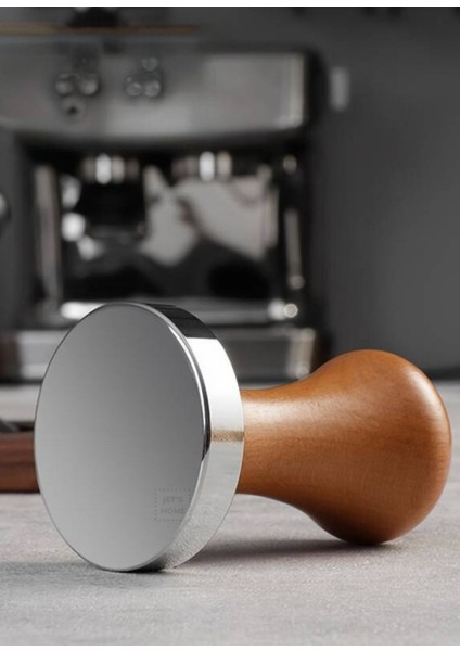 Tamper Ahşap Saplı Paslanmaz Tabanlı Kahve Tamperi 58 mm