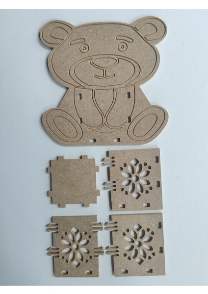 Ahşap Ayı Tasarımlı Kalemlik / Boyama Seti ve Fırça modelleri