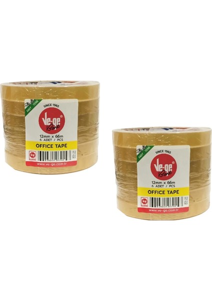 Vege Eto 12*66 Offıce Tape Kule Iki Paket ( 12 Bant )