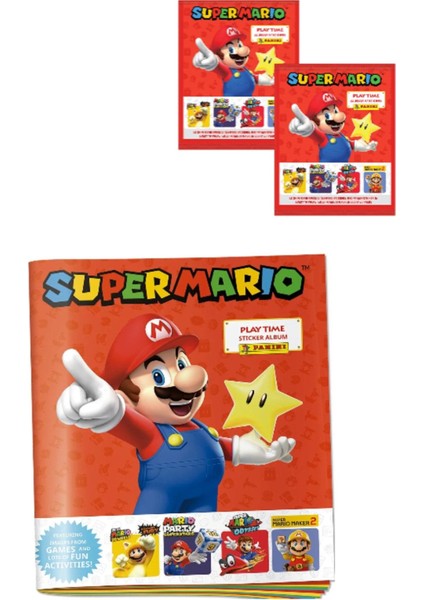 Super Mario Sticker Kartları Albümü ve 2 Paket Sticker