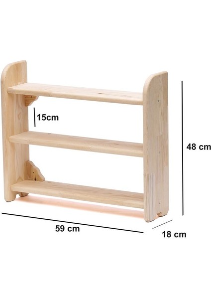 Terek Ahşap Baharatlık Rafı - Çam Masif Panel, Dekoratif Ahşap Raf