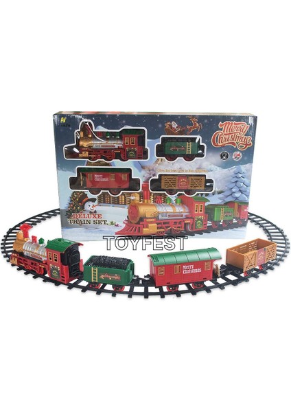 Renkli Christmas Yılbaşı Ağaç Dekoru Için Işıklı ve Sesli Classic Lüks Tren Seti