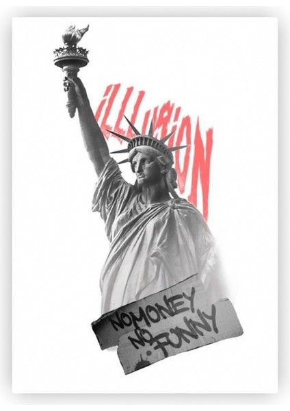 Özgürlük Anıtı No Money No Funny Ahşap Poster 20X29 cm