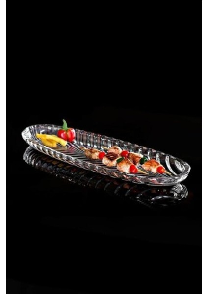 Santa Kayık Sunum Tabağı Küçük Çeşitli Sunumlar Yapabileceğiniz Şık Görünümlü Balık Sırtı Motif Kayık Cam Tabak 27X11 cm fiyatları