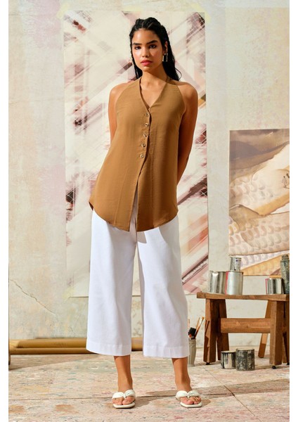 Sırt Dekolteli Bluz Kahverengi fiyatları