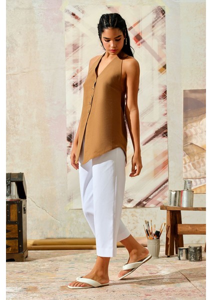 Sırt Dekolteli Bluz Kahverengi modelleri