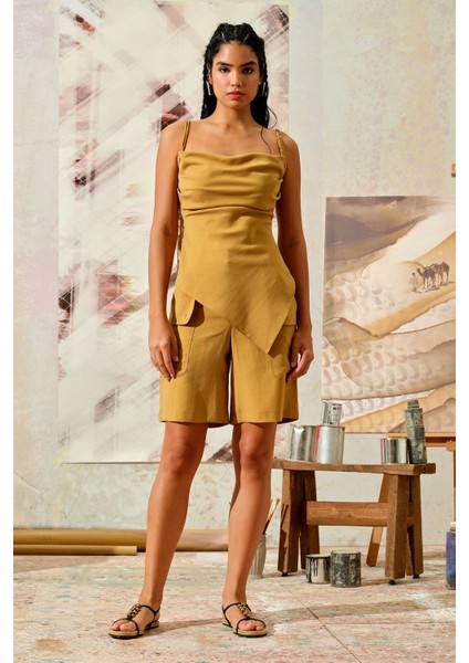 Degaje Yaka Bluz Safran fiyatları