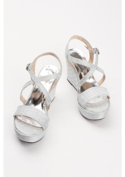 Kadın Gümüş Özel Üretim Dolgu Topuklu Sandalet indirimleri