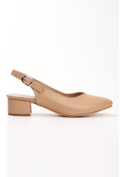 Günlük 3 Cm Kısa Kalın Topuklu Ayakkabı Nude indirimleri