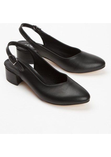 Günlük 3 cm Kısa Kalın Topuklu Ayakkabı Siyah indirimleri