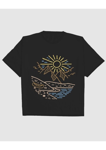 Majestic Peaks Tasarım Relaxed Fit Kadın Önü Baskılı Tişört fırsatları