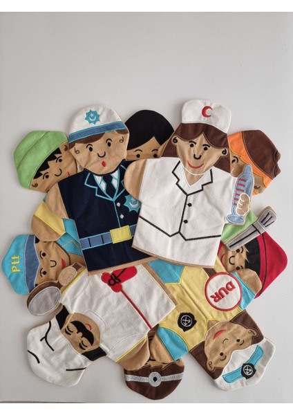 Nakışlı Kumaş Meslekler El Kuklası - Ressam