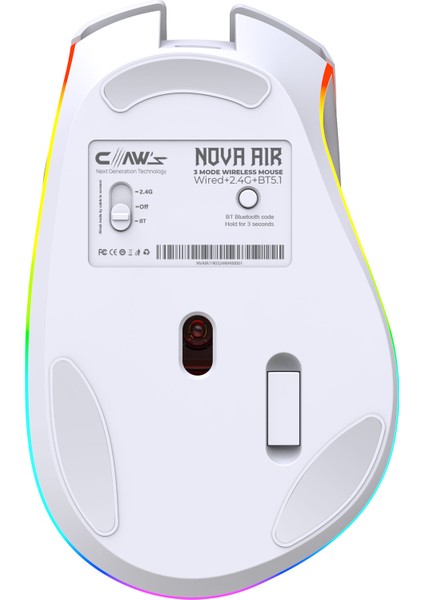 Nova Air V1 Kablosuz 10000 Dpi Pixart PMW3325 Sensör Makro Yazılımlı & 8 Tuşlu RGB Kablosuz Gaming Mouse - Beyaz (2.4 GHz Kablosuz + BT5.1 + Type-C ile Kullanım Desteği) fırsatları
