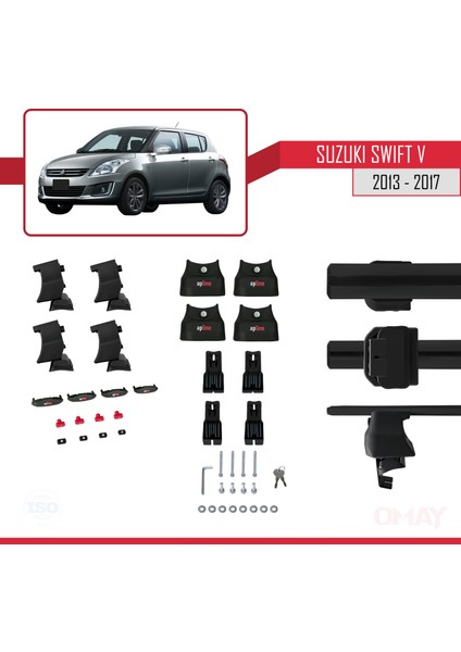 Suzuki Swift V 2013-2017 Arası ile Uyumlu Ace-4 Ara Atkı Tavan Barı Siyah 2 Adet indirimleri