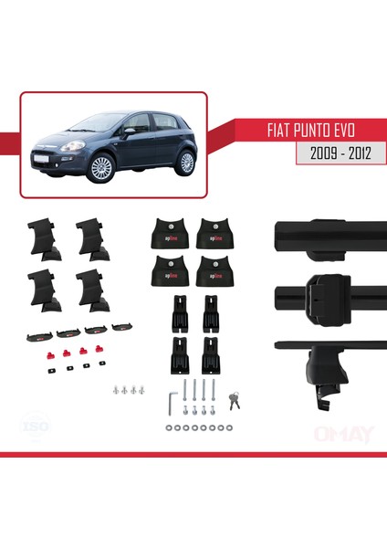 Fiat Punto Evo (199) 2009-2012 Arası ile Uyumlu Ace-4 Ara Atkı Tavan Barı Siyah 2 Adet indirimleri