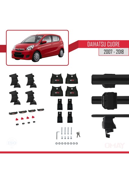 Daihatsu Cuore 2007-2018 Arası ile Uyumlu Ace-4 Ara Atkı Tavan Barı Siyah 2 Adet indirimleri