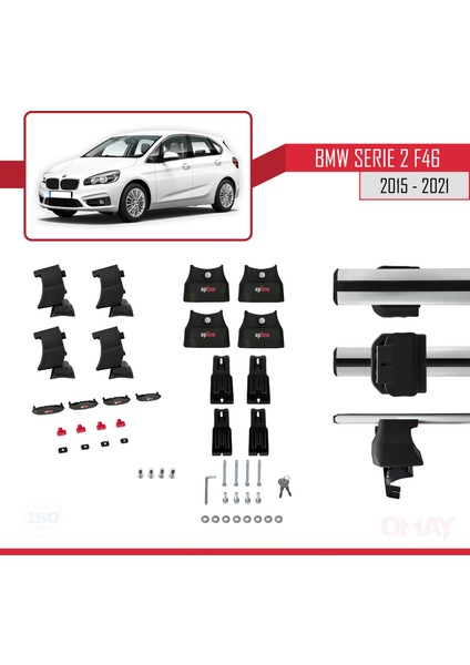 Bmw 2 Serisi (F46) Gran Tourer 2015-2021 Arası ile Uyumlu Ace-4 Ara Atkı Tavan Barı Gri 2 Adet indirimleri