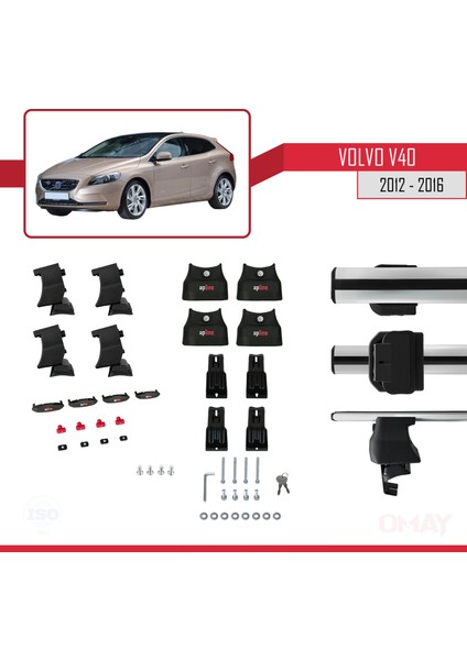 Volvo V40 2012-2016 Arası ile Uyumlu Ace-4 Ara Atkı Tavan Barı Gri 2 Adet indirimleri