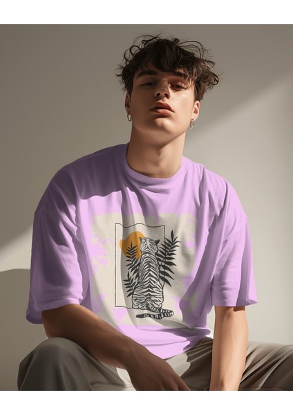 Sunset Guardian Tasarım Relaxed Fit Erkek Önü Baskılı Tişört