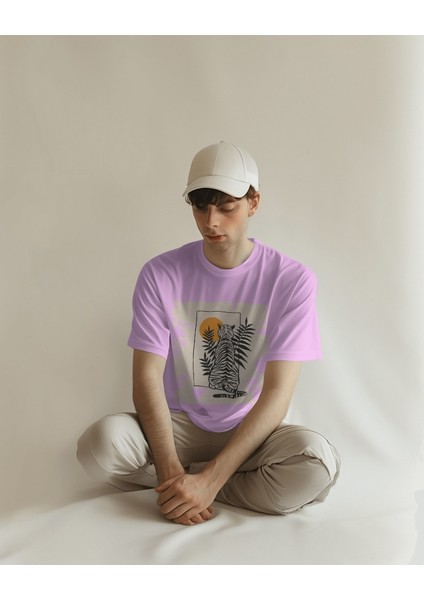 Sunset Guardian Tasarım Relaxed Fit Erkek Önü Baskılı Tişört