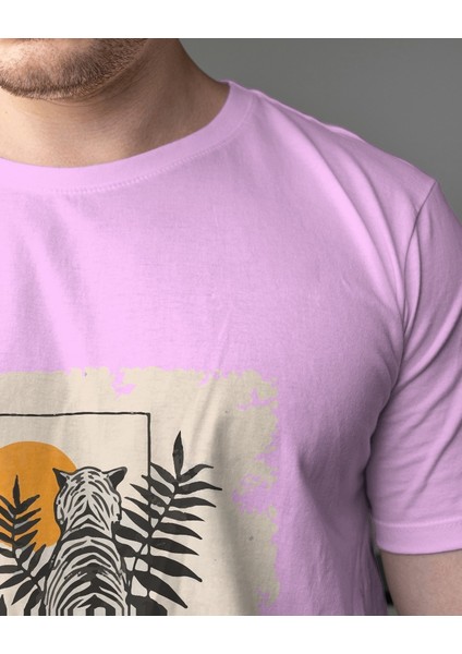 Sunset Guardian Tasarım Relaxed Fit Erkek Önü Baskılı Tişört