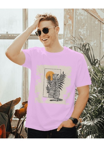 Sunset Guardian Tasarım Relaxed Fit Erkek Önü Baskılı Tişört