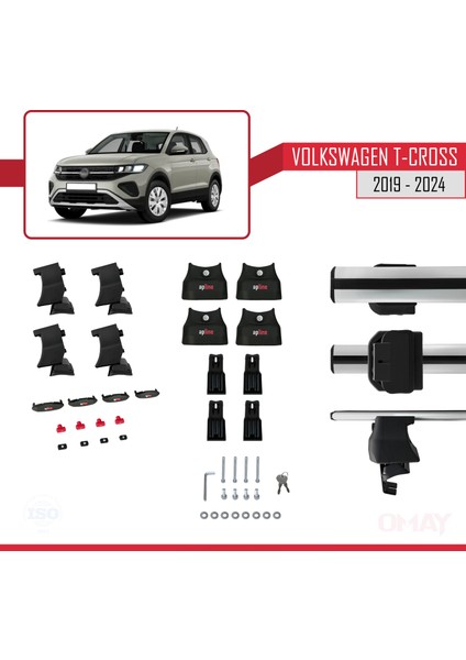 Volkswagen T-Cross 2019 ve Sonrası ile Uyumlu Ace-4 Ara Atkı Tavan Barı Gri 2 Adet indirimleri