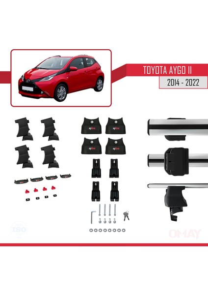 Toyota Aygo Iı 2014-2022 Arası ile Uyumlu Ace-4 Ara Atkı Tavan Barı Gri 2 Adet