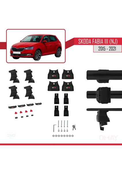 Skoda Fabia Iıı (Nj) 2015-2021 Arası ile Uyumlu Ace-4 Ara Atkı Tavan Barı Siyah 2 Adet indirimleri