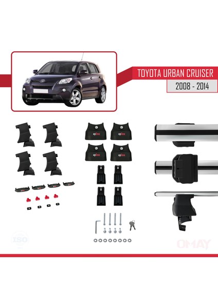 Toyota Urban Cruiser 2008-2014 Arası ile Uyumlu Ace-4 Ara Atkı Tavan Barı Gri 2 Adet indirimleri