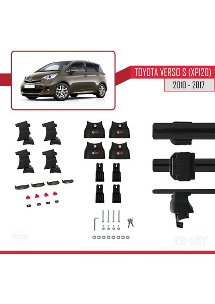 Toyota Ractis / Verso S (XP120) 2010-2017 Arası ile Uyumlu Ace-4 Ara Atkı Tavan Barı Siyah 2 Adet indirimleri