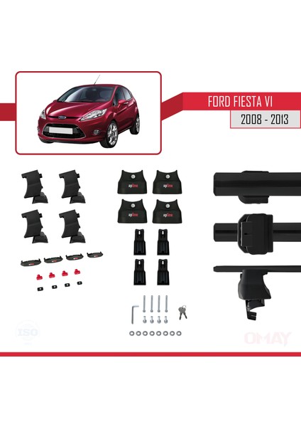 Ford Fiesta Vı 2008-2013 Arası ile Uyumlu Ace-4 Ara Atkı Tavan Barı Siyah 2 Adet