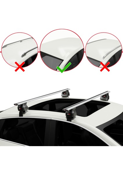 Toyota Aygo I 2005-2014 Arası ile Uyumlu Ace-4 Ara Atkı Tavan Barı Gri 2 Adet